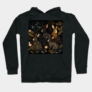 Several Small Hares Hanging Around Herbage Hoodie